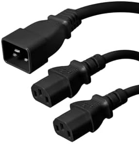 IEC C20 to 2X C13 Splitter Power Cord, 6ft, 200~250V 12/14AWG 20A Heavy Duty Cable for Bitmain Antminer