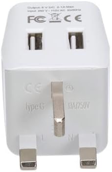 Ceptics UK Travel Adapter Plug - Type G with 2 USB + USA Socket Input - Ultra Compact & Safe Grounded for Cell Phones,