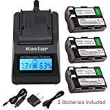 Kastar Ultra Fast Charger Kit and Battery (3-Pack) for Nikon EN-EL3a, Works with Nikon D50, D70, D100 Cameras