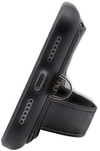 TOOVREN iPhone XR Wallet Case with Strap, Protective Cover with Stand, Adjustable Detachable Lanyard, Black