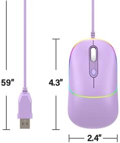 Wired Mouse, LED Computer Mouse Wired, 4 Adjustable DPI up to 6400 Ultra Silent Optical Tracking USB Mouse for Laptop