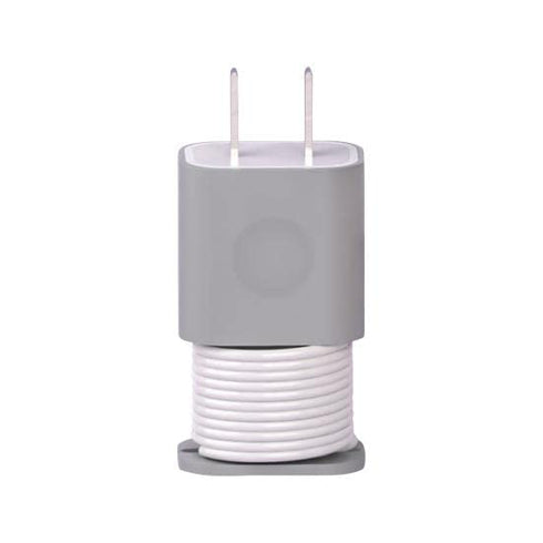 AUGEN 2 in 1 Silicone Charger Protector with Cord Wrap, iPhone Cord Organizer Cover for 18W/20W Power Adapter Case, Grey