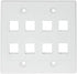 RiteAV - White Keystone Wall Plate Double Gang 8-Port (1 Piece Flush)