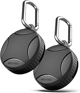 Encased Waterproof Airtag Case Compatible with Apple Airtag Keychain Holder, Black (2)
