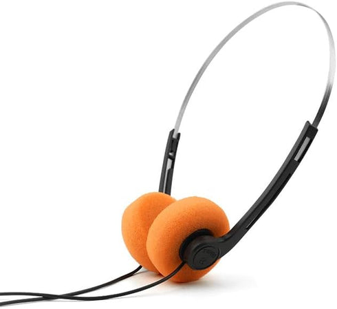 Orange Retro Over-Ear Headphones, Lightweight Vintage Earphones, Hi-Fi Stereo Headset for Most Mobile Phones Playback