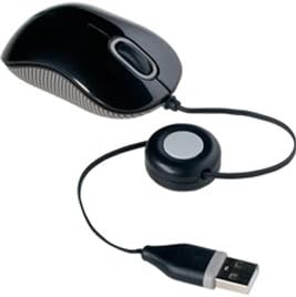 Targus Compact Mouse with Blue Trace Technology, Adjustable Cord, Black/Gray (AMU75US)