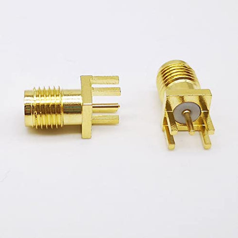 25PCS SMA Female PCB Panel Edge Mount Plug, 4 Pins Straight Connector RF Coaxial Adapter