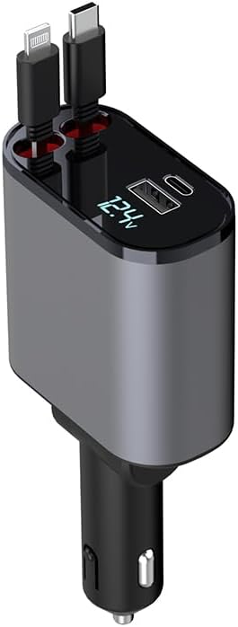Car Charger with Retractable Cords (3Ft) for BMW Accessories, Fast Charge 3.1A 66W, USB A and C Ports, Dual Charger