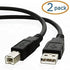 Importer520 2 Pack 10 2.0 Black ft Hi Speed USB Printer Scanner Cable Type A Male to Type B Male For HP, Canon