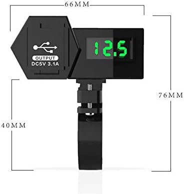 MASO Motorbike Dual USB 5V 3.1A Phone Charger & Voltmeter with Switch, Waterproof Handlebar Mount Motorcycle USB Phone