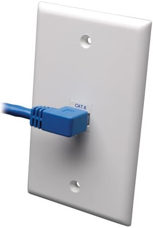 Tripp Lite Cat6 Gigabit Molded Patch Cable, RJ45 Left Angle M to RJ45 M, Blue, 10-ft.