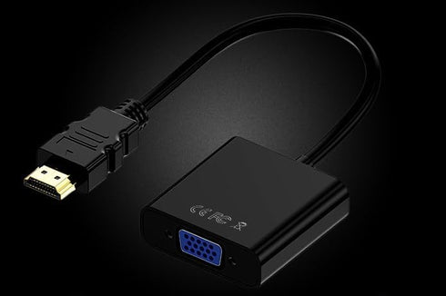 HDMI to VGA Adapter with 3.5mm Audio Cable, Gold-Plated, Compatible with PC, Laptop, Monitor, Projector, HDTV - Black