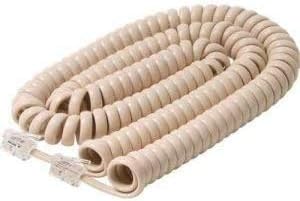 Bistras 25 Foot IVORY Coiled Telephone Extension Cord Cable Line Wire RJ-11