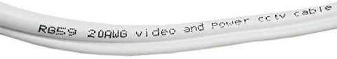 Pre-Made All-in-One Siamese RG59 BNC Video and Power CCTV Cable, 1X6.6ft (White)