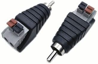 Hakiang 2-Pack Speaker Phono RCA Male to 2 Screw Terminal Female Strip Adapter, Balum Connector