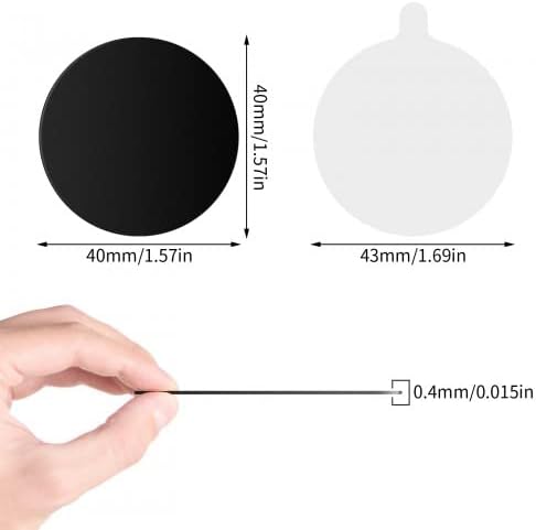 Generic 8PCS 40mm 3M Metal Plate with Adhesive, Round Black Universal Mount Metal Plates Replacement Kit, Adhesive Thin
