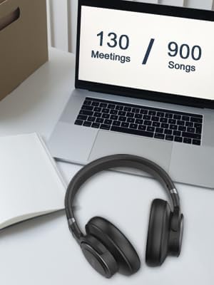KVIDIO Active Noise Cancelling Headphones with Microphone, 65 Hours Playtime, Deep Bass, Hi-Fi Stereo Sound (Black)