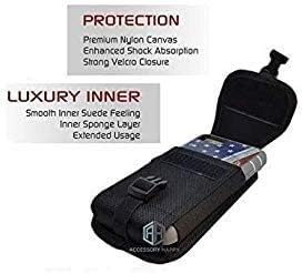 AH Military Grade Nylon Cell Phone Belt Holder for Men, Android Pouch Carrying Clip for iPhone 6 6S 7 8 X XR XS 11 12