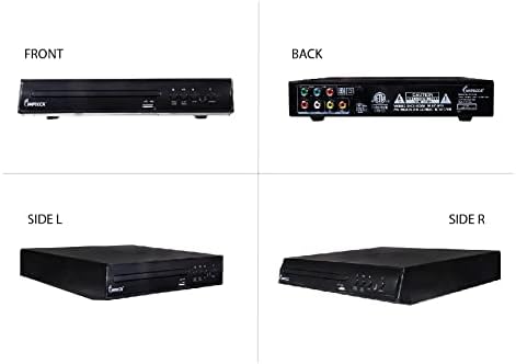 Impecca DVHP9109 Compact DVD Player for TV w/USB Input/AV, Multi-Region, AV Cables and Remote Control Included