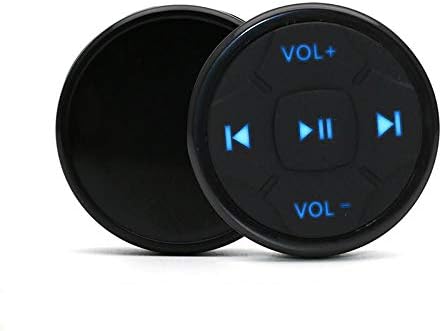 Wireless Bluetooth Media Button Remote Selfie Music Control Start Siri for iPhone Apply to Car Motorcycle Steering Wheel with Blue Button Light,Come with Mount