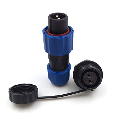 2Pin Aviation Connector Plug and Socket, Waterproof Power Connector, Panel Mount 13mm, IP67