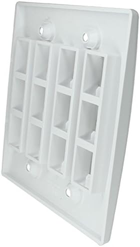 RiteAV Keystone Wall Plate, Double Gang, 12-Port, White (1 Piece Flush)