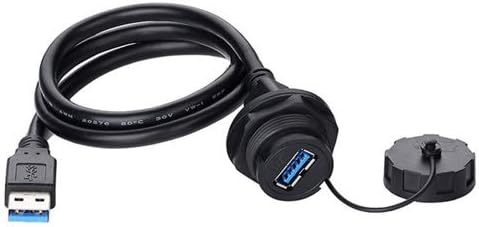 CNLINKO USB 3.0 Connector, Type A Female, Panel Mount Receptacles Socket with 40 inches Cable, IP67 Waterproof