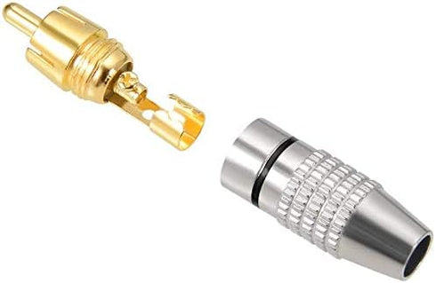4Pcs RCA Plugs, Gold Plated Solderless Male Plug Screws, Audio Video in-Line Jack Cable Connector, 2 Black and 2 Red
