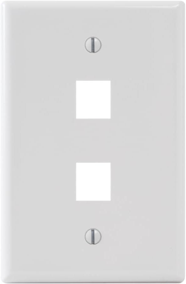 ICC 1 Pack Oversized 2-Port Keystone Wall Plate, UL Listed, Durable ABS Plastic, White