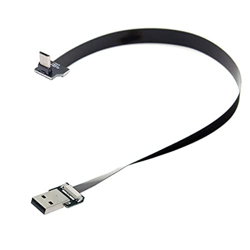 NFHK Up Angled USB 2.0 Type-A Male to Micro USB 5Pin Data Flat Slim Cable for FPV & Disk & Phone, 50CM