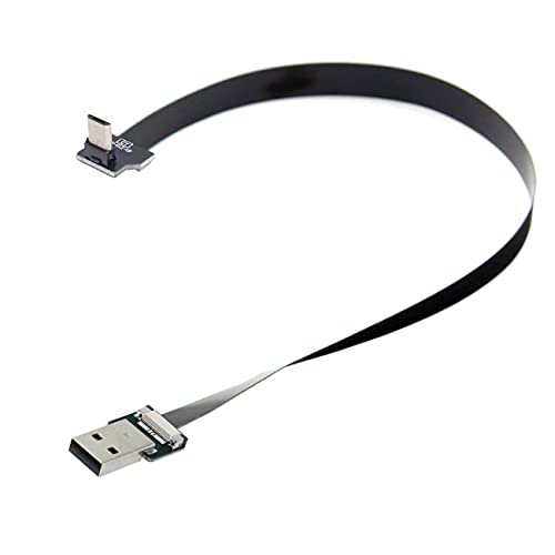 NFHK Up Angled USB 2.0 Type-A Male to Micro USB 5Pin Cable - 100CM for FPV & Disk & Phone