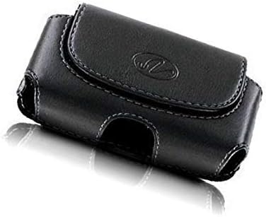 Horizontal Leather Holster for Flip Phone/Smartphone (up to 4.25x2.25x0.85 in) with Belt Clip & Loops.
