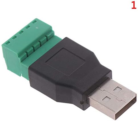 VizGiz 2 Pack USB 2.0 Plug Replacement - 5Pin Solderless Screw On Type USB Terminal Block Connector for LED Strip Lights