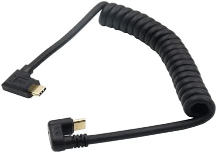 Qaoquda 180° USB C Coiled Cable, 3A 10Gbps Fast Charging, 4FT/1.2M U Shaped Type C Male to Male Spring Spiral Cable.