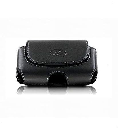 Horizontal Leather Holster for Flip Phone/Smartphone (up to 4.25x2.25x0.85 in) with Belt Clip & Loops.