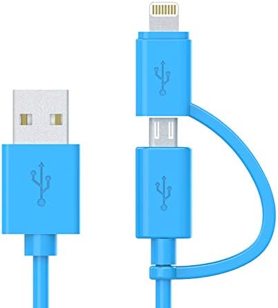 Apple MFi Certified 2 in 1 iPhone Charger Lightning Cable and Micro USB to USB Cord, Compatible with iPhone X, 8, 7 Plus