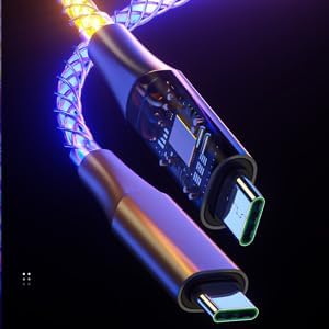 IHAO RGB USB A to Type C Fast Charging Cable, High Data Speed Light Up Colourful for All USB C Devices, 39 Inches