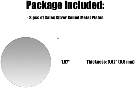 SALEX Cell Phone Metal Plates for Magnetic Car Mount, Wall, Phone Holder, Replacement Set of 8 Silver Round Iron Discs