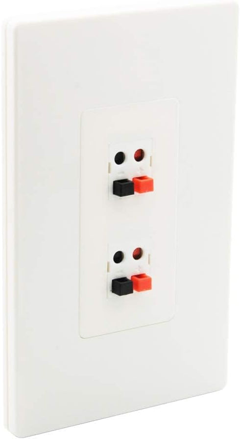 Premium 2 Speaker Wall Plate, Speaker Plug, Supports 2 Speaker Configurations, Speaker Port for Wall Speaker Wire, Speaker Wire in Wall, Wire Wall Plate - 1 Gang Screwless