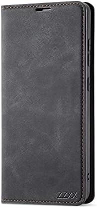 ZZXX Galaxy A52 5G Case Wallet with Card Holder, Magnetic Soft Leather Flip Fold Case, Black, 6.5 Inch