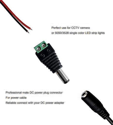 10 Pairs 12V 5A DC Power Plug Connectors - 5.5mm x 2.1mm Male & Female Jacks for LED Strips, CCTV, Security