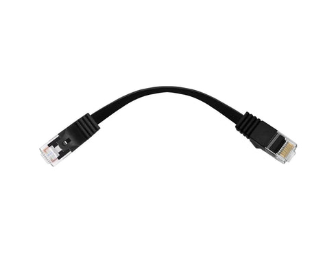 Monoprice Cat5e 1ft Black Flat Patch Cable, UTP 30AWG, 350MHz, Snagless RJ45