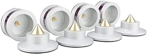 Tertullus 4 Pcs Aluminum Speaker Spike and Isolation Feet Top Pad for Turntable, Amplifier, and Subwoofer (Silver)