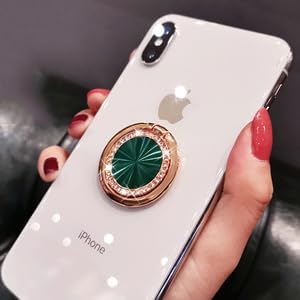 Glitter Bling Diamond Cell Phone Ring Holder, Dark Green, Compatible with Most Phones, Tablets, and Cases