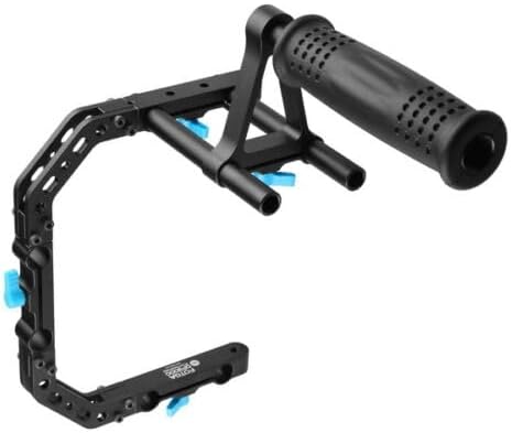 FOTGA DP3000 C-Shaped Cage Bracket Mount for 15mm Rod Rail, Top Handle Support Rig for DSLR Follow Focus