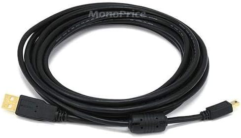 Monoprice 1.5-Feet USB 2.0 A Male to Mini-B 5pin Male Cable with Ferrite Core (Gold Plated) - Black