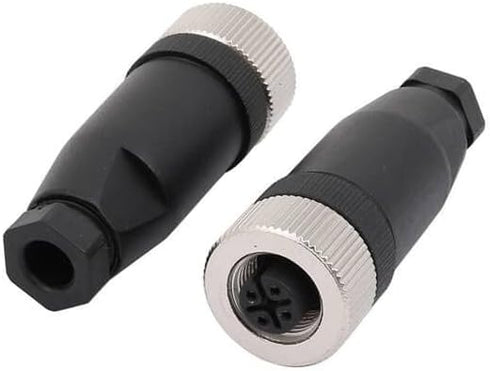 M12 Field Wireable Connector 4 Pin Straight Cable Mount Aviation Plug Waterproof IP67 Industrial Circular Sensor Connector (Female, A Code)