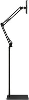 Heavy Duty Steel Phone/Tablet Floor Stand, Adjustable Mobile Cell Mount with 360 Degree Rotation, 4.6 Feet Long Arm