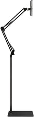 Heavy Duty Steel Phone/Tablet Floor Stand, Adjustable Mobile Cell Mount with 360 Degree Rotation, 4.6 Feet Long Arm