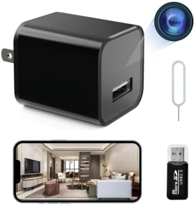 HD 1080P Wireless Spy Camera Charger with Motion Detection, Remote App Control, USB Hidden Nanny Cam